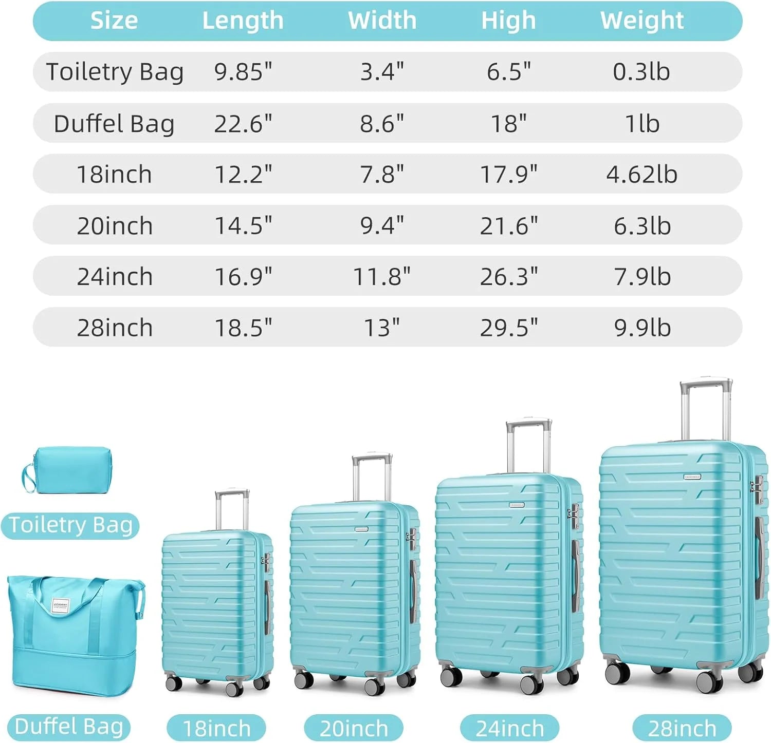 Luggage 6-piece hardshell expandable suitcase lightweight travel carry-on luggage set