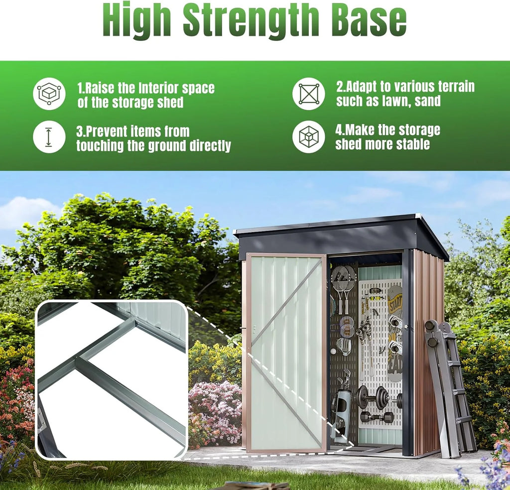 Aoxun 6.2x4 FT Shed Outdoor Storage Shed Metal Garden Shed Slooping Roof Tool Shed Bike Shed