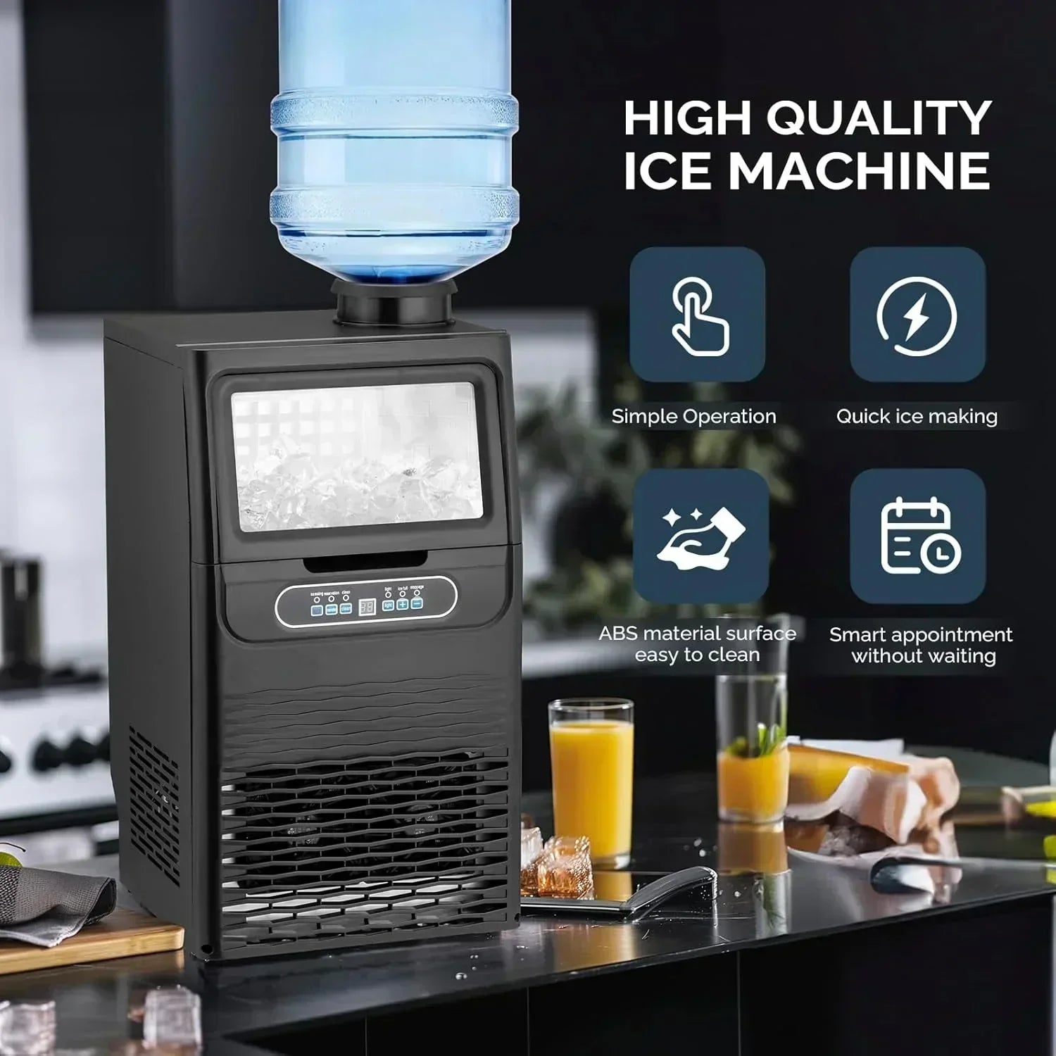 VINGLI Commercial Ice Maker Machine 90lbs/24H Plastic Under Counter Ice Maker 11lbs Storage