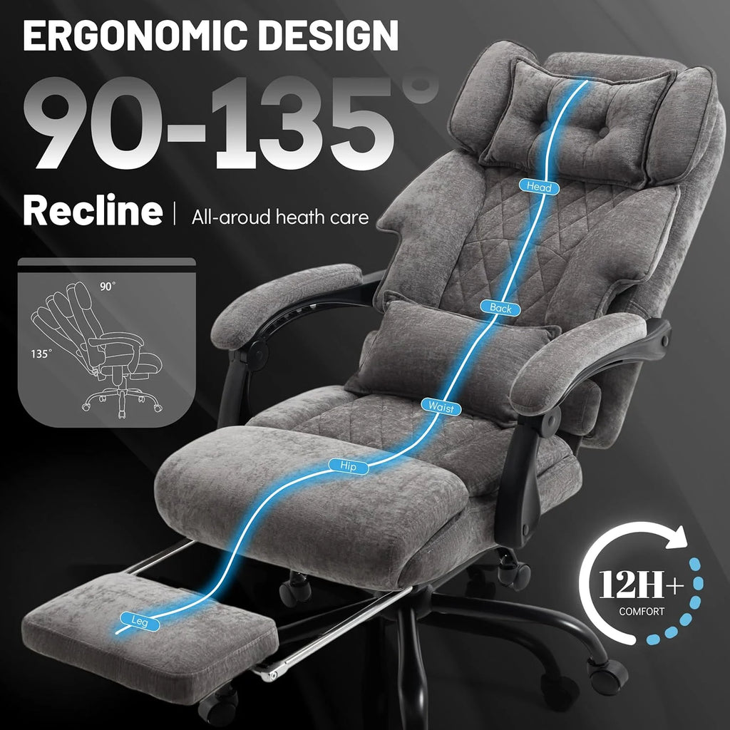 Massage Office Chair with Footrest, Large and Tall Leather Office Chair 500 lbs