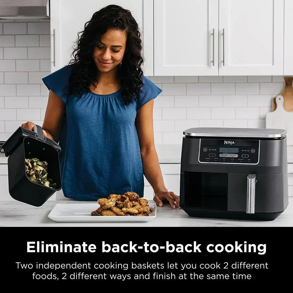 Ninja Foodi 6-in-1 FlexBasket Air Fryer with 7 QT MegaZone Basket Divider for Large Proteins