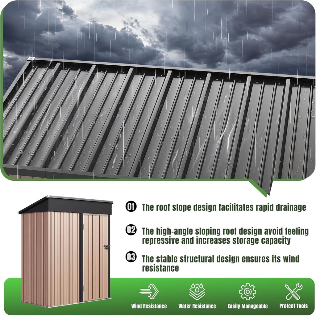 Aoxun 6.2x4 FT Shed Outdoor Storage Shed Metal Garden Shed Slooping Roof Tool Shed Bike Shed