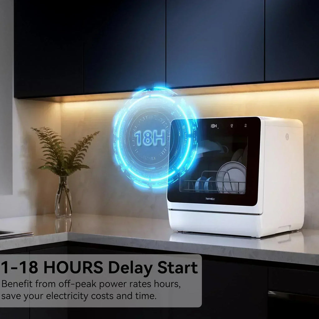 Hermitlux tabletop dishwasher 7 wash programs portable mini dishwasher