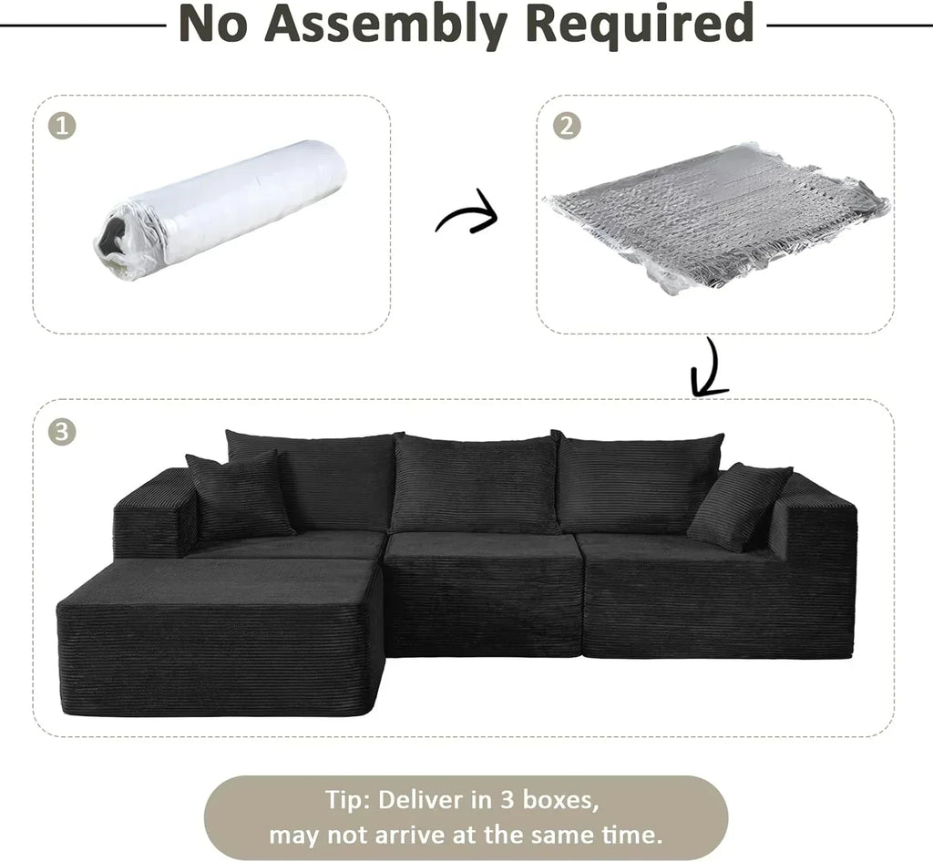 Cloud sofa with L-shaped lounge chair modern modular sofa with deep seats