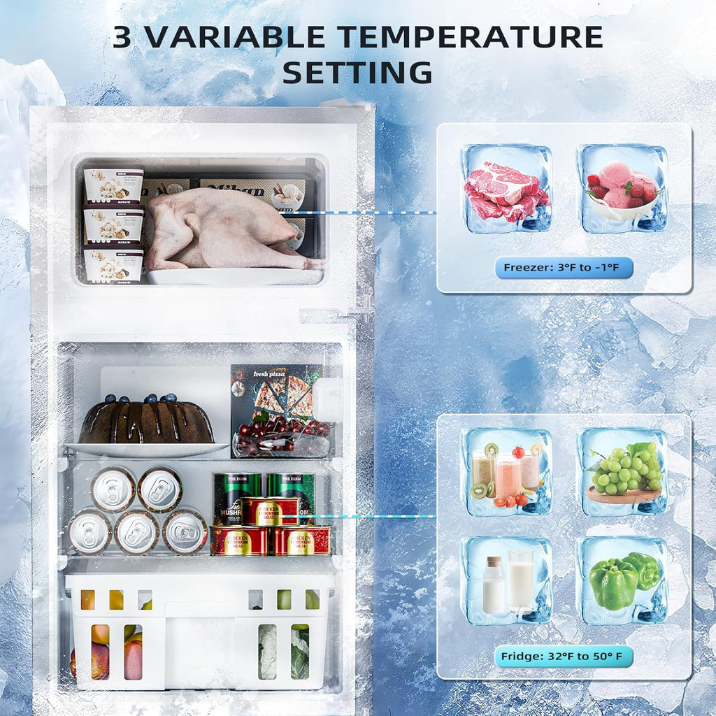 Antarctic Star 3.2 Cu.Ft,Mini Refrigerator with Freezer,Double Door Mini Fridge,Compact Refrigerator,Adjustable Thermostat,Mini Refrigerator for Bedroom/Office/Dorm/Kitchen(BLACK)