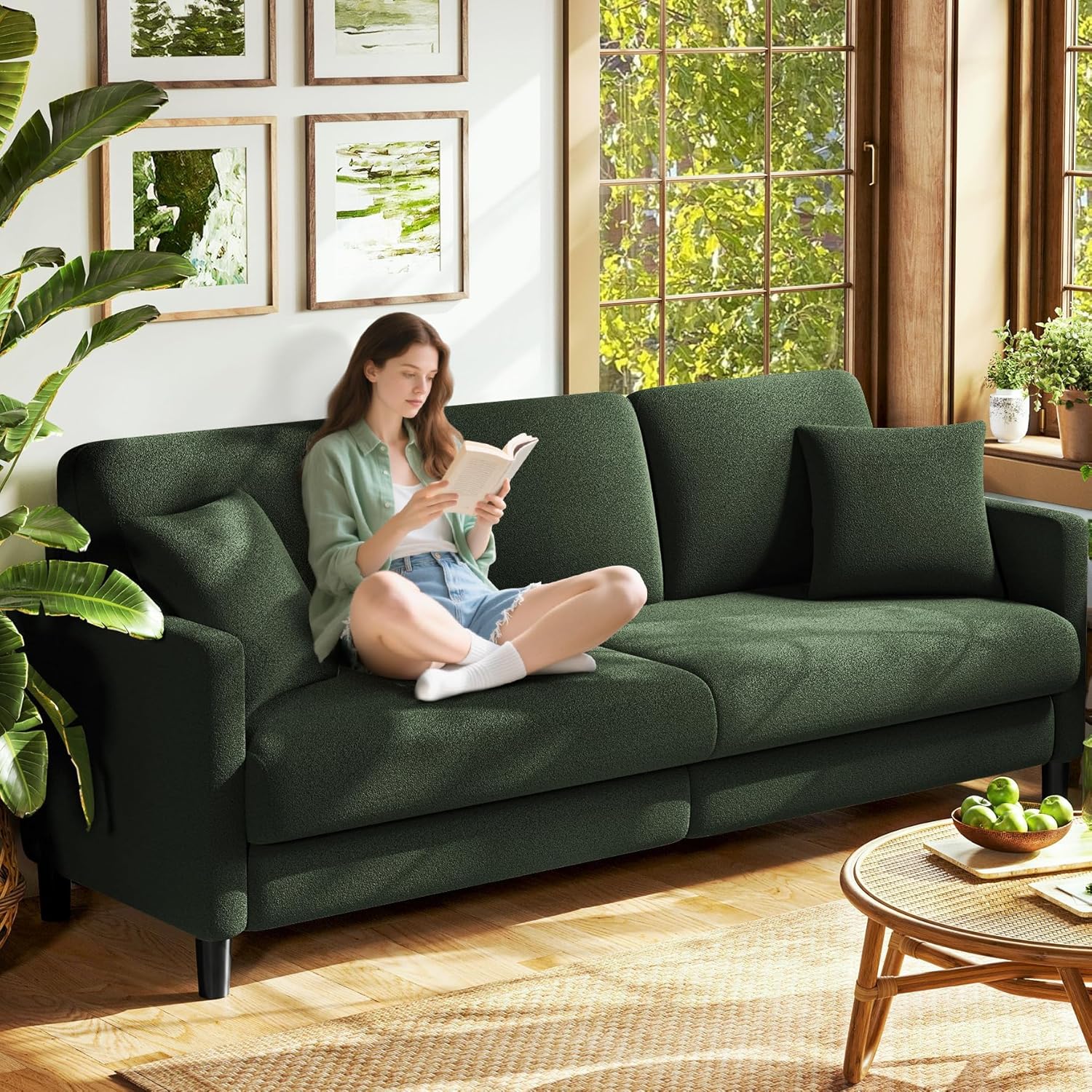 83 inch Couches for Living Room Comfy Sofas for Living Room Teddy Sofa Couch Tool Free Setup