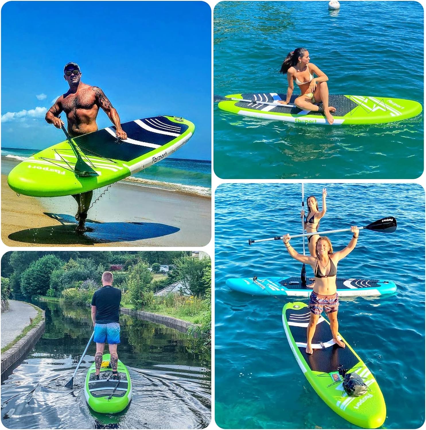 FBSPORT 11' Premium Stand Up Paddle Board Yoga Board with Durable SUP Accessories Carry Bag