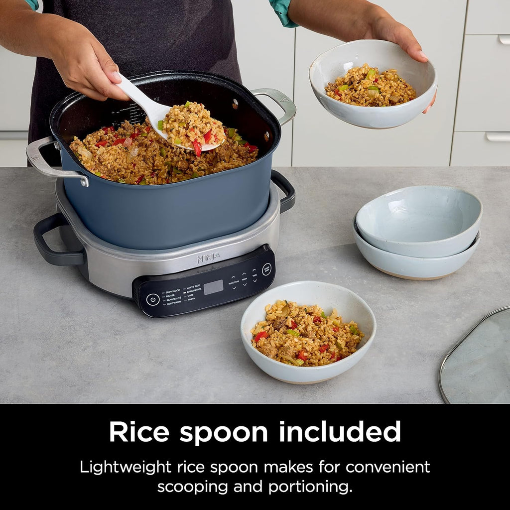 Ninja Slow Cooker 8.5 Quart Multi Cooker with Dutch oven steamer glass lid with integrated spoon