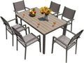 Homall Patio Dining Set 7 Pieces Outdoor Furniture Table and 6 Textilene Chairs Light Grey