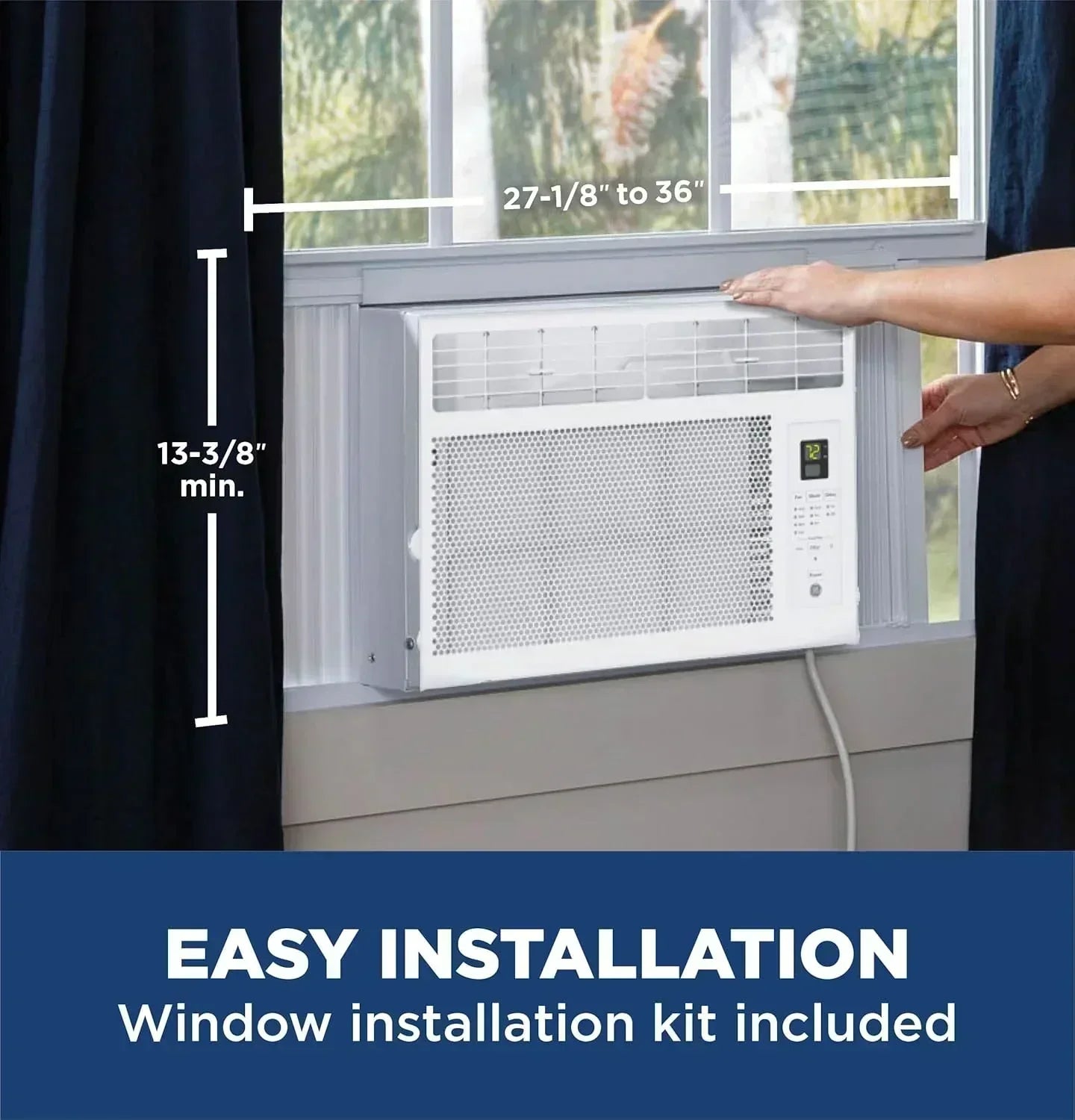 GE Window Air Conditioner Unit 5,000 BTU for Small Rooms up to 150 sq ft Manual Adjustable Fan