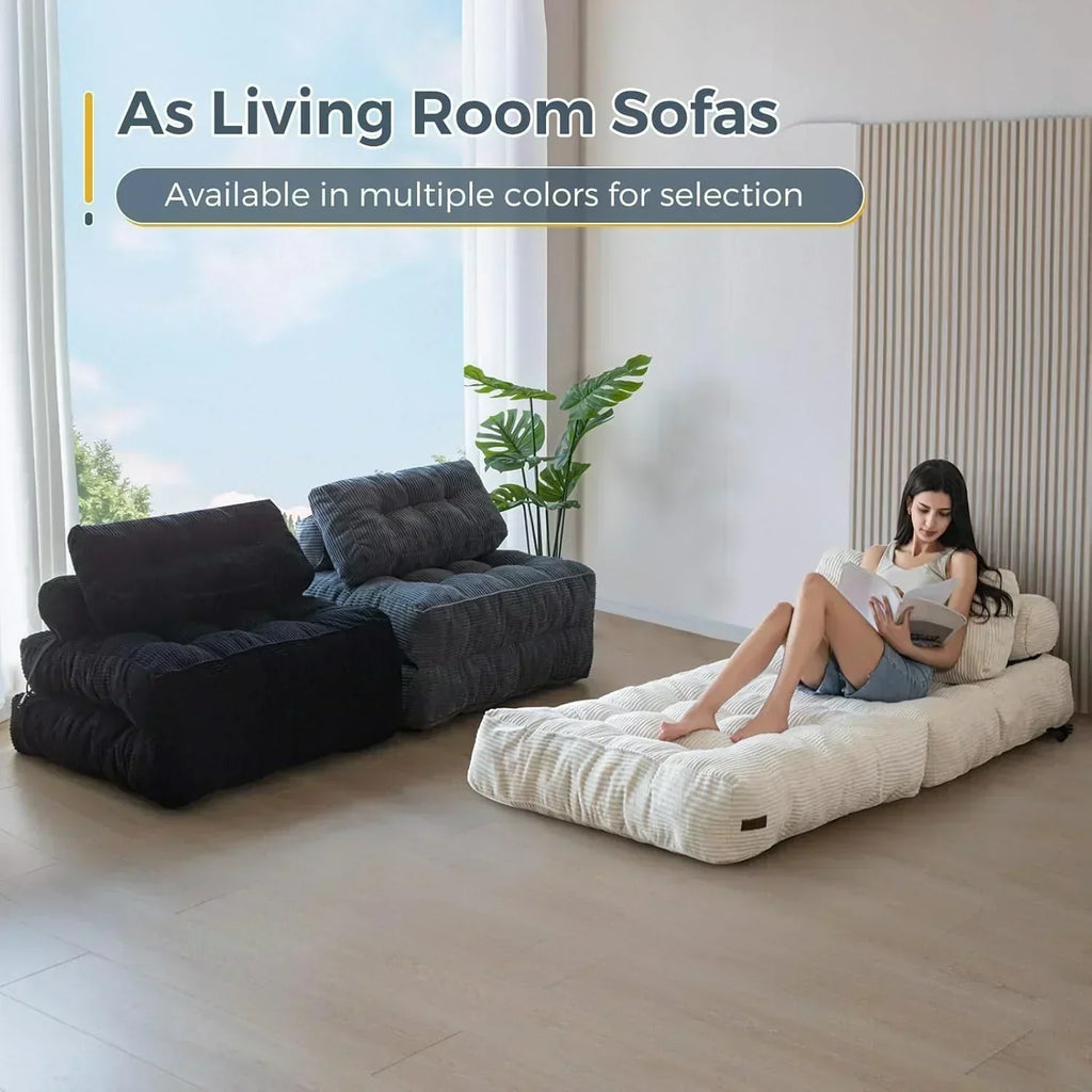 MAXYOYO Folding Sofa Bed Convertible Sleeper Chair with Pillow Foldable Mattress with Back Support