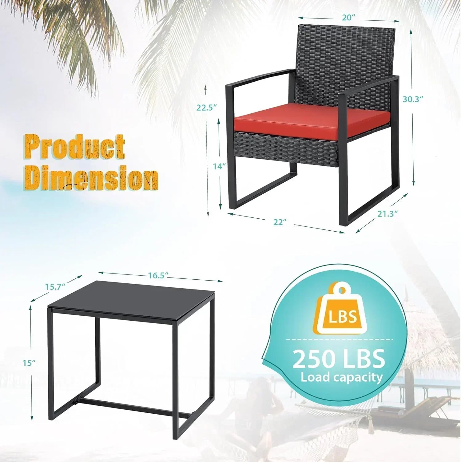 Flamaker 3 Pieces Patio Set Outdoor Wicker Furniture Sets Modern Rattan Chair Conversation Sets