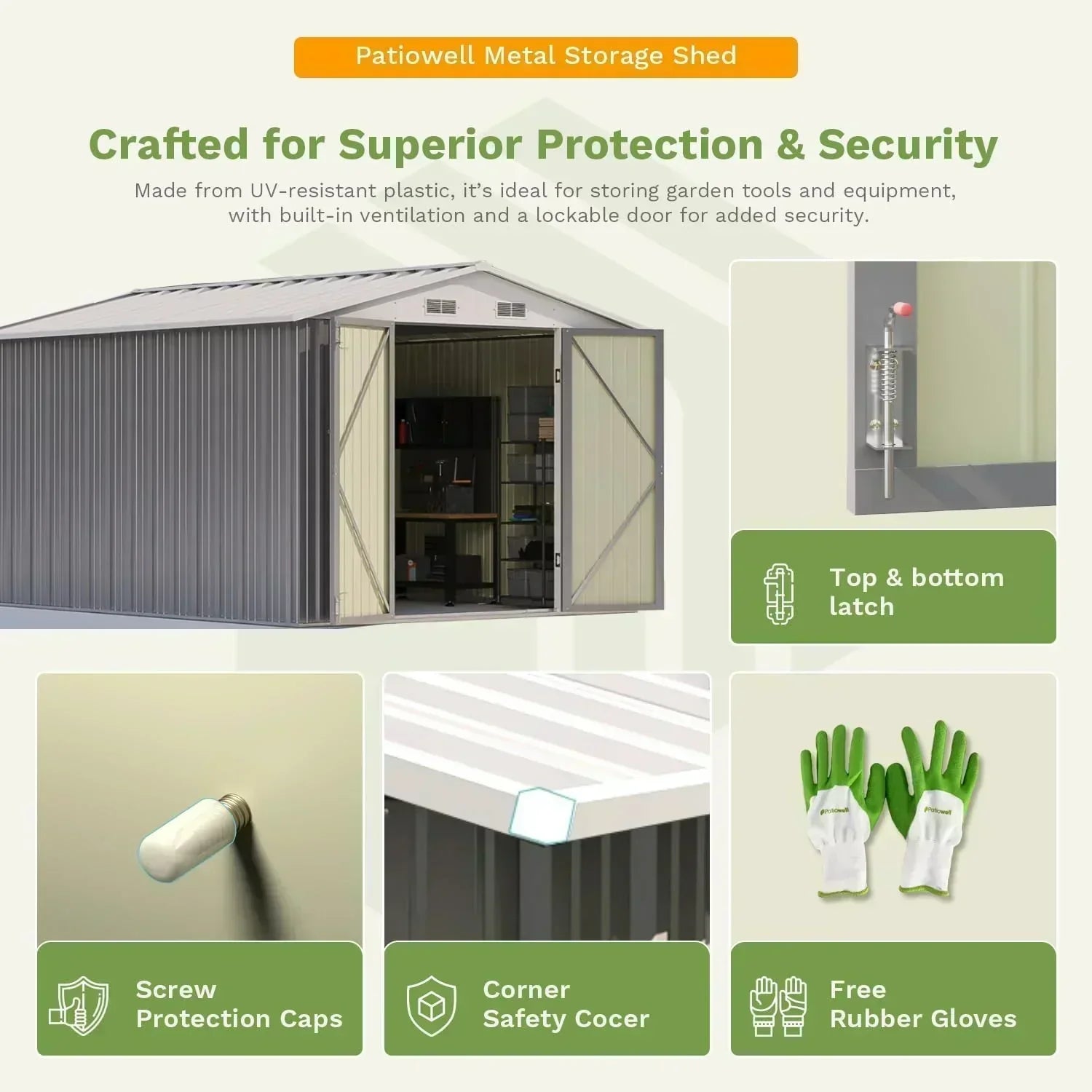 Patiowell 5x3 FT Outdoor Storage Shed Tool Shed with Sloping Roof and Lockable Door Metal Shed