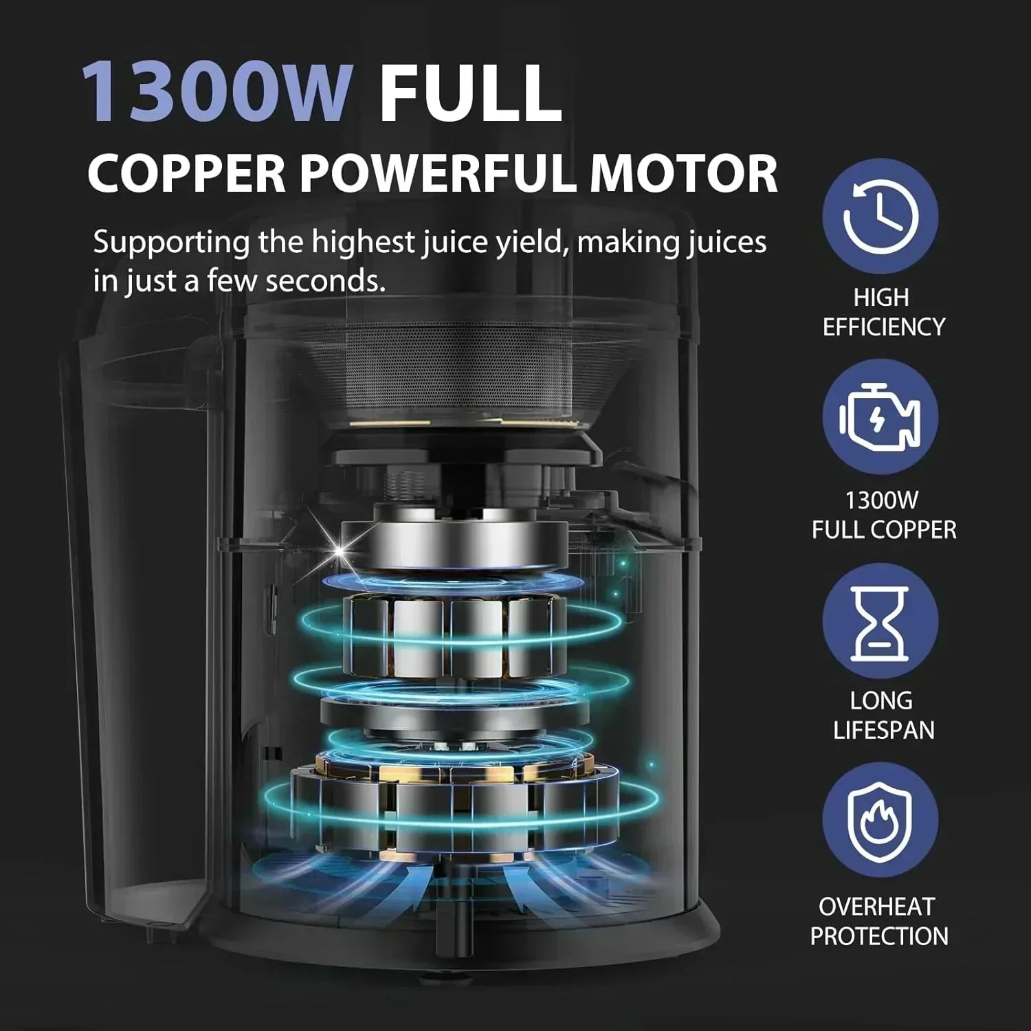 1300W KOIOS Centrifugal Juicer with Extra Large 3 Feed Chute and Titanium Filter