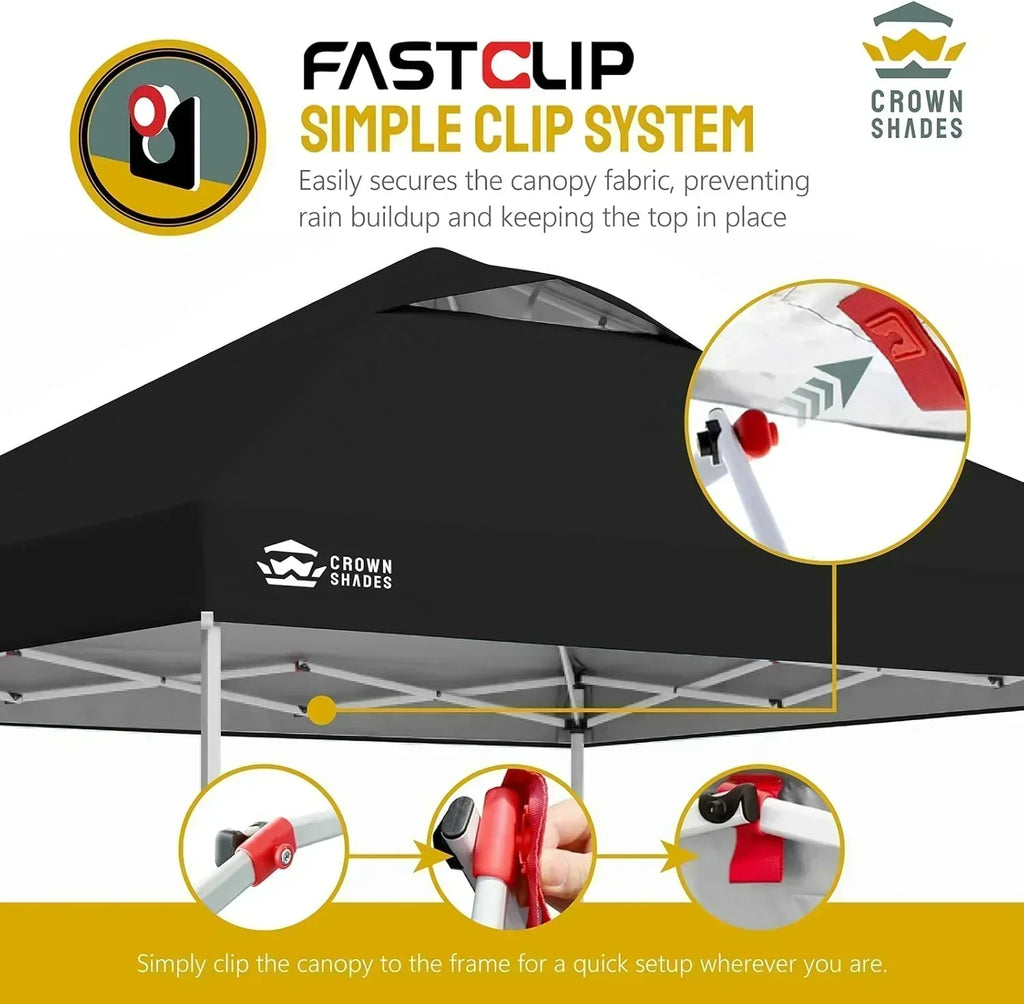 10x10 Pop-Up Awning One-Click Installation Beach Tent Outdoor Sunshade Silver Coated Top