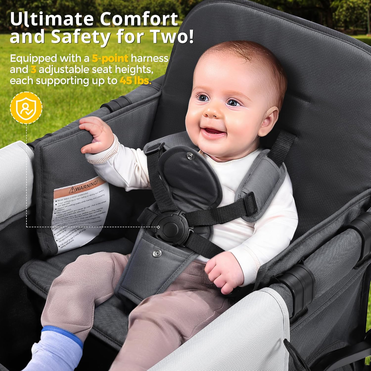 Stroller Wagon for Kids Wagon Stroller Toddlers 2 Seaters All-Terrain Baby Wagon Outdoor