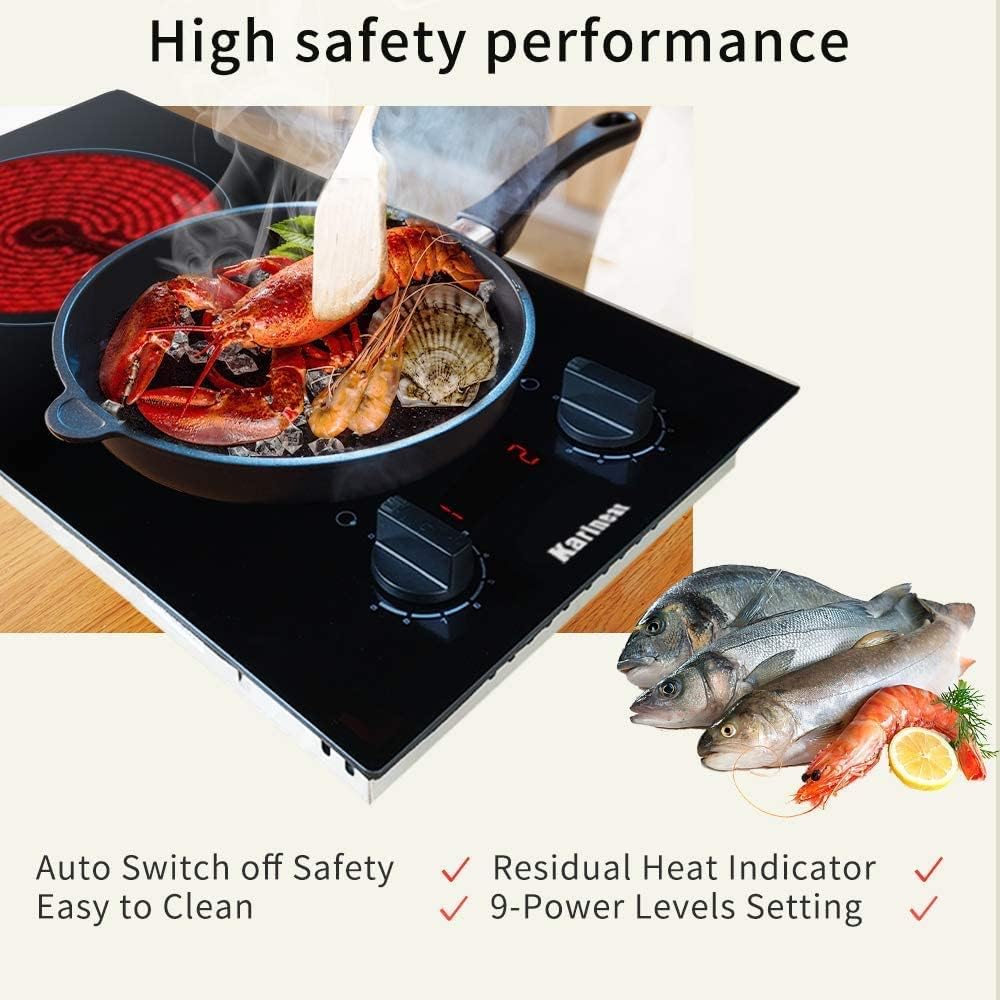 Karinear 30 Inch Electric Cooktop 4 Burners Built-in Ceramic Cooktop Radiant Electric Stove Top