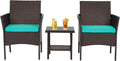 FDW | 4-Piece Patio Furniture Set | Black | Outdoor Wicker Furniture with Coffee Table | Modern Rattan Chairs Conversation Set | Outdoor Seating | Weather-Resistant | for Porch, Garden, Lawn