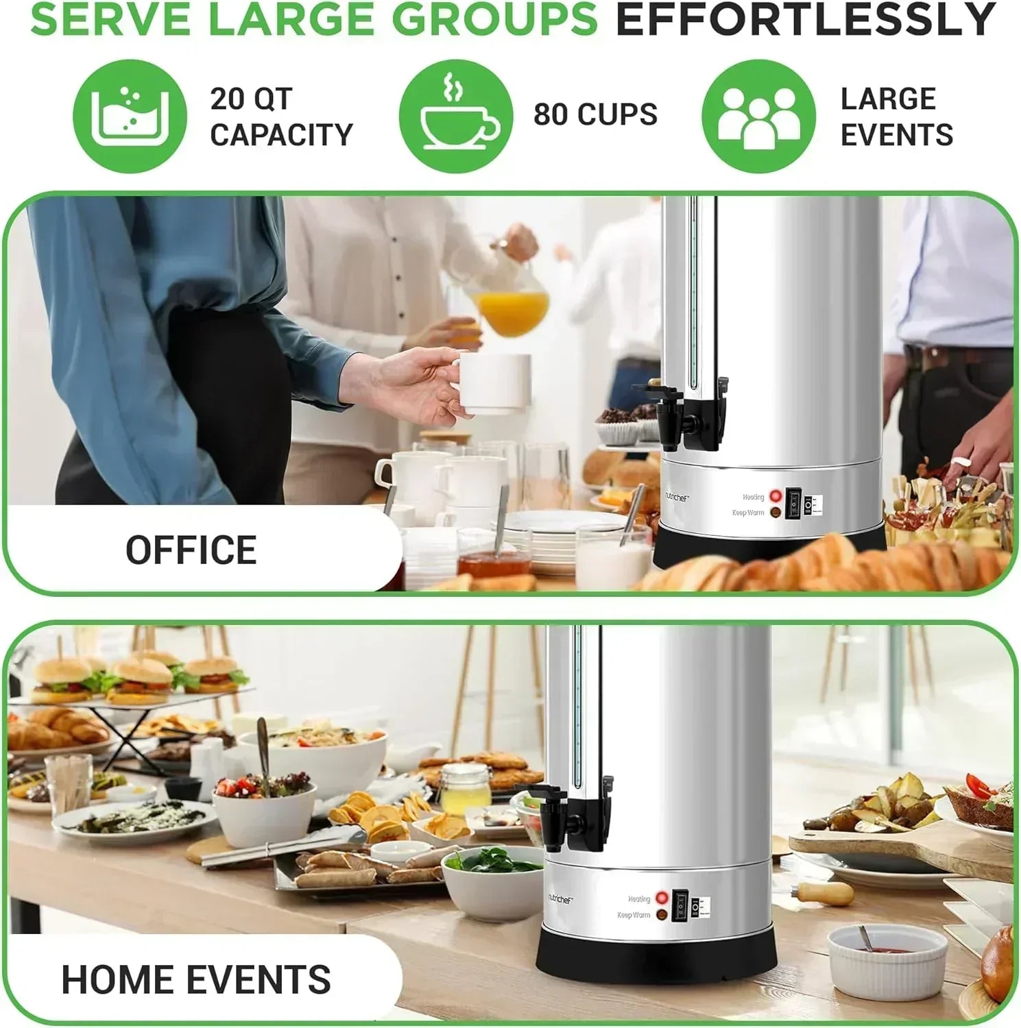 NutriChef Water Heater and Hot Water Dispenser 8L Electric Beverage Dispenser