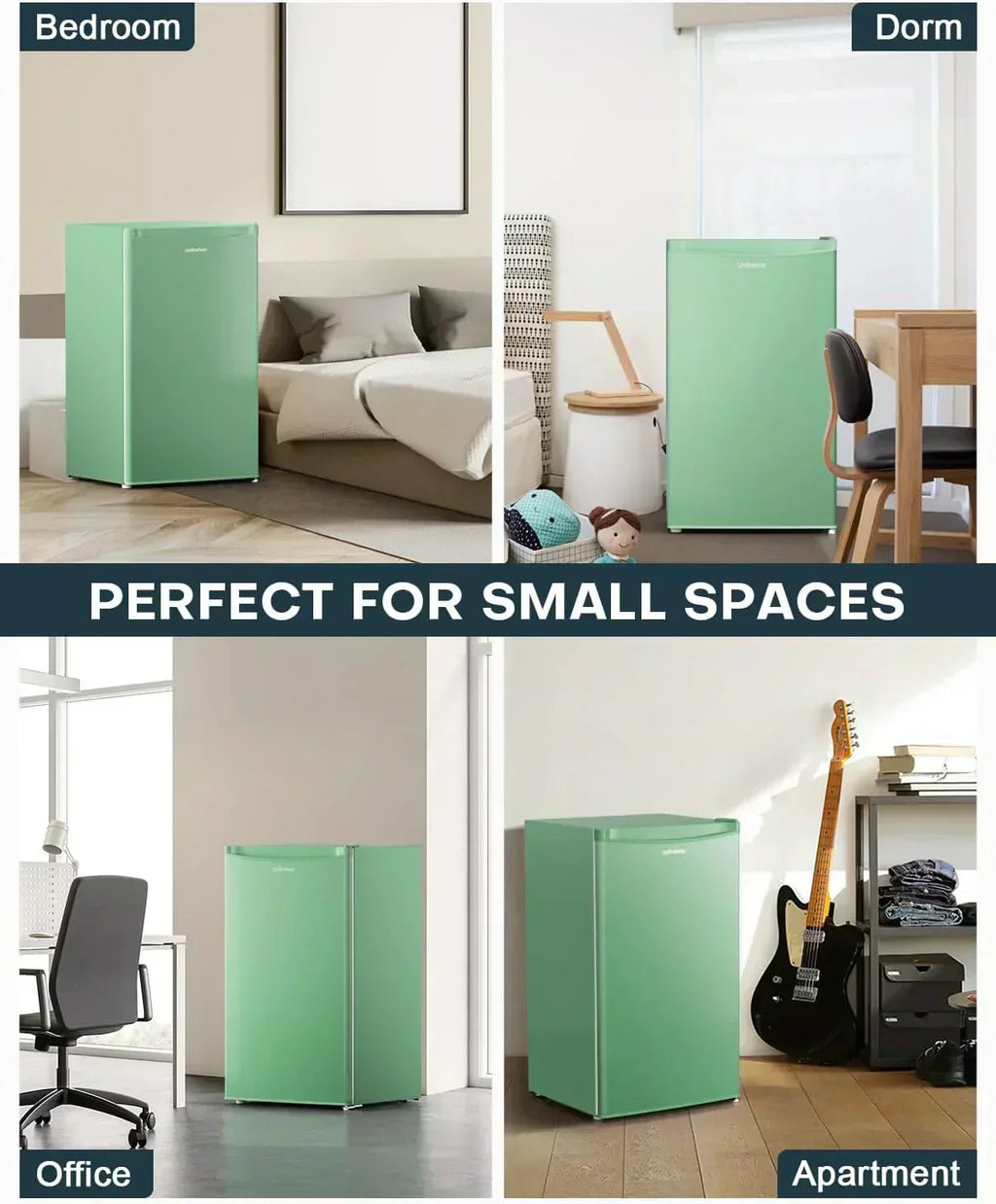 Upstreman 3.2 Cu.Ft Mini Fridge Freezer Single Door Fridge Dorm Fridge Adjustable Thermostat