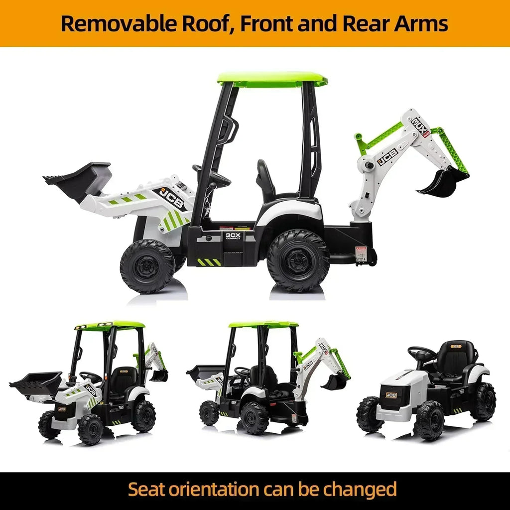 12V JCB Ride On Excavator Ride on Toys for Kids 4-8 Electric Car for Kids with Tractor
