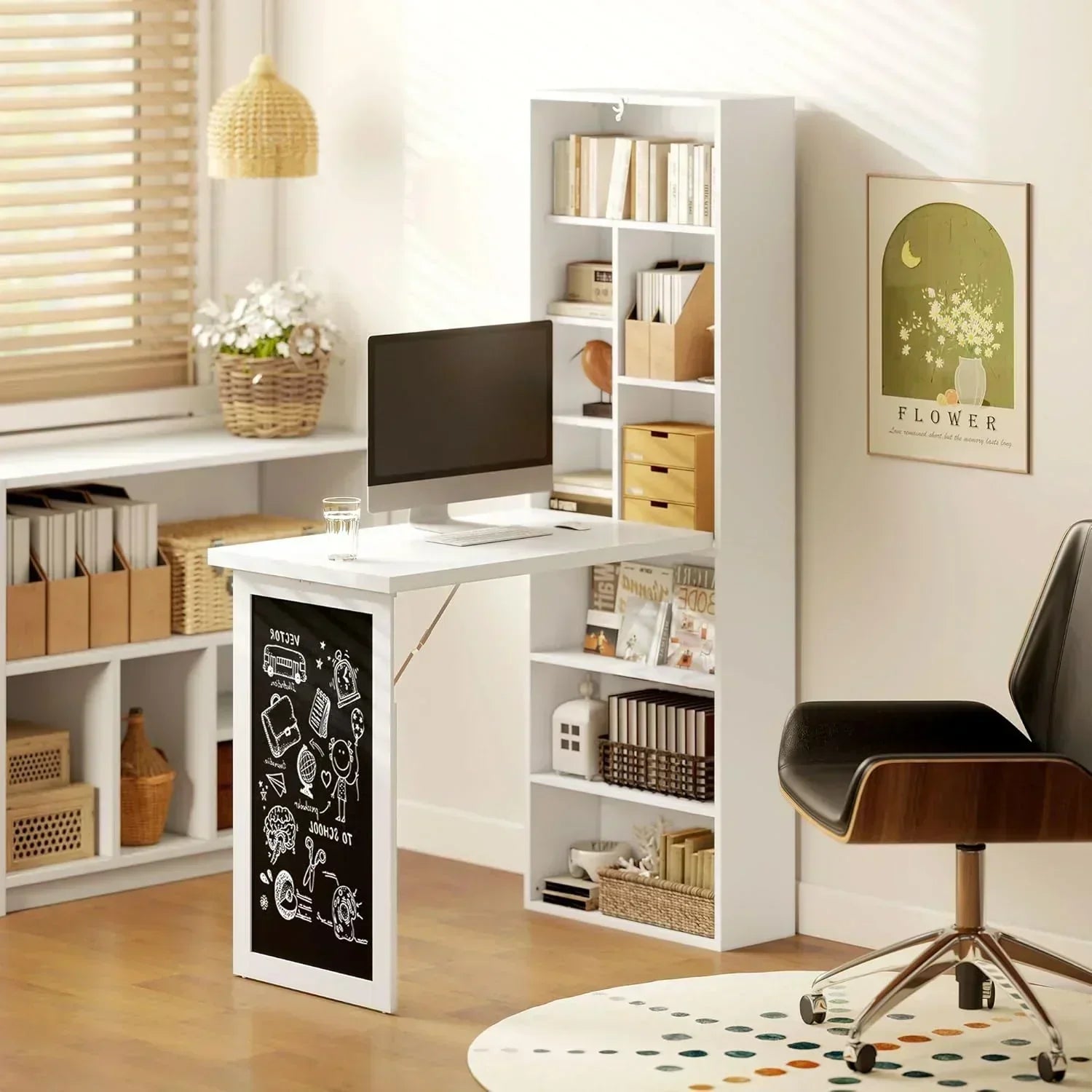 Folding convertible writing desk wall mounted desk cabinet multifunctional home workstation