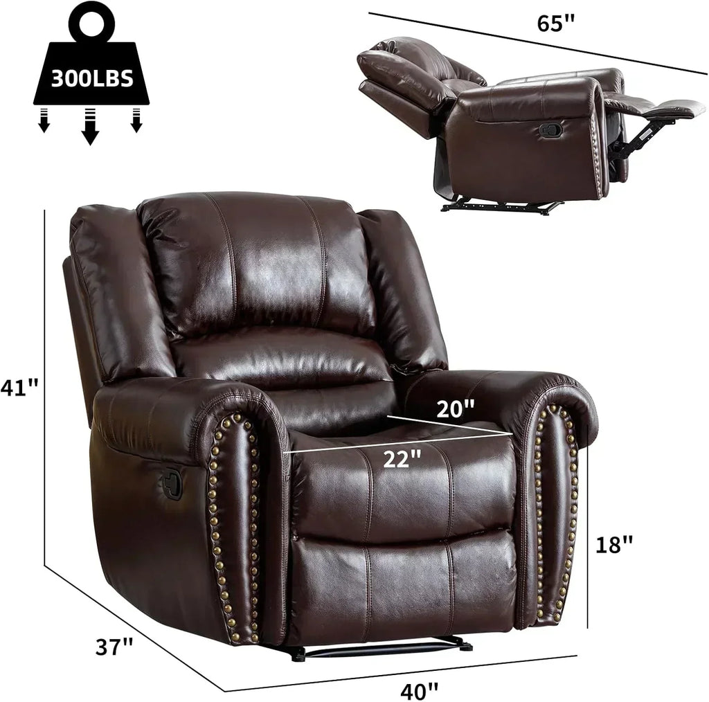 Leather recliner classic traditional manual recliner single sofa for living room