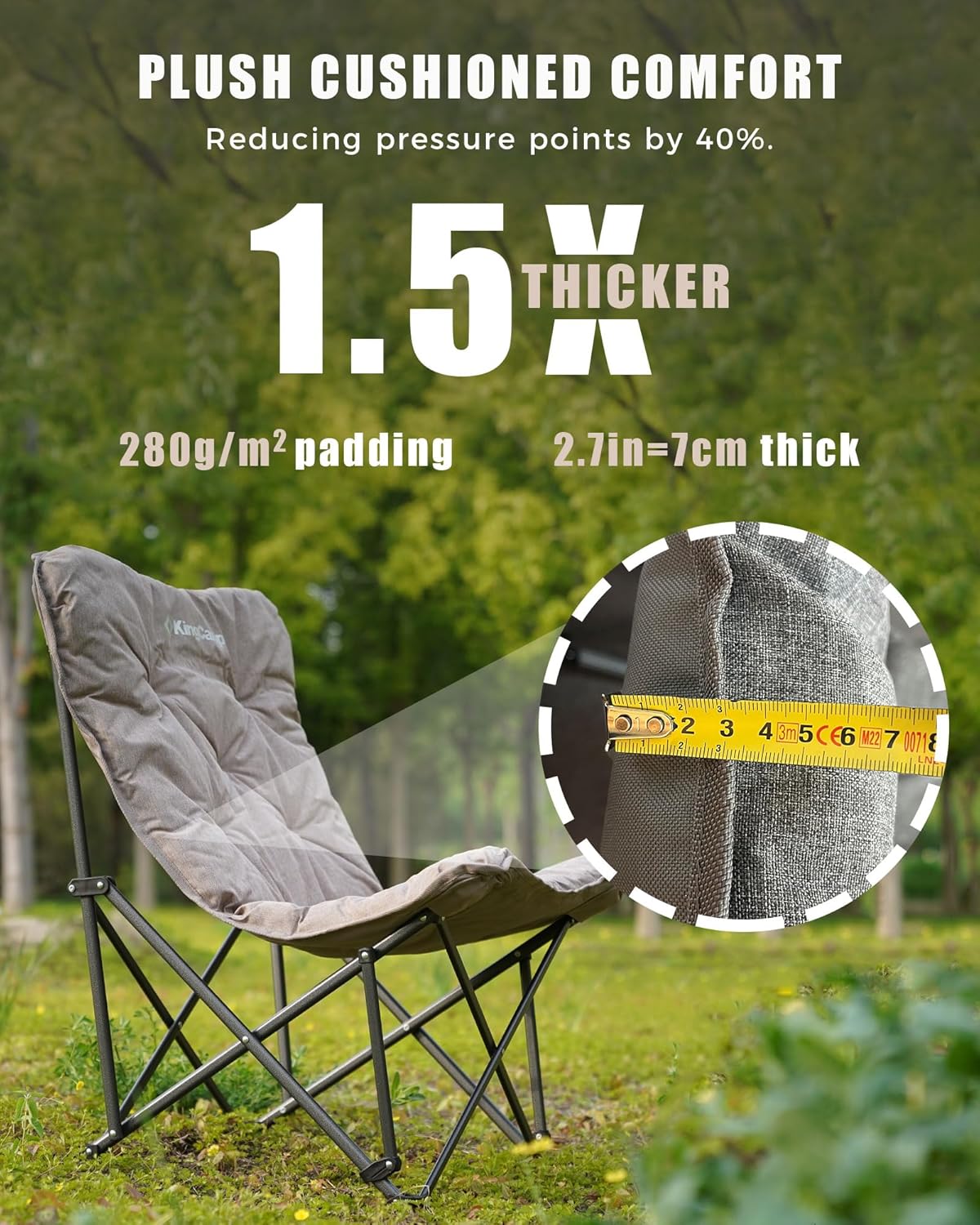 KingCamp Butterfly Chair, Oversized Thick Padded Comfy Camping Chairs Portable Folding Chair 400lbs Heavy Duty Seat with High Backrest & Carry Bag for Outdoor Indoor Patio Lawn Home Living Bed Room