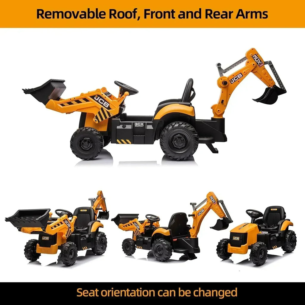 12V JCB Ride On Excavator Ride on Toys for Kids 4-8 Electric Car for Kids with Tractor