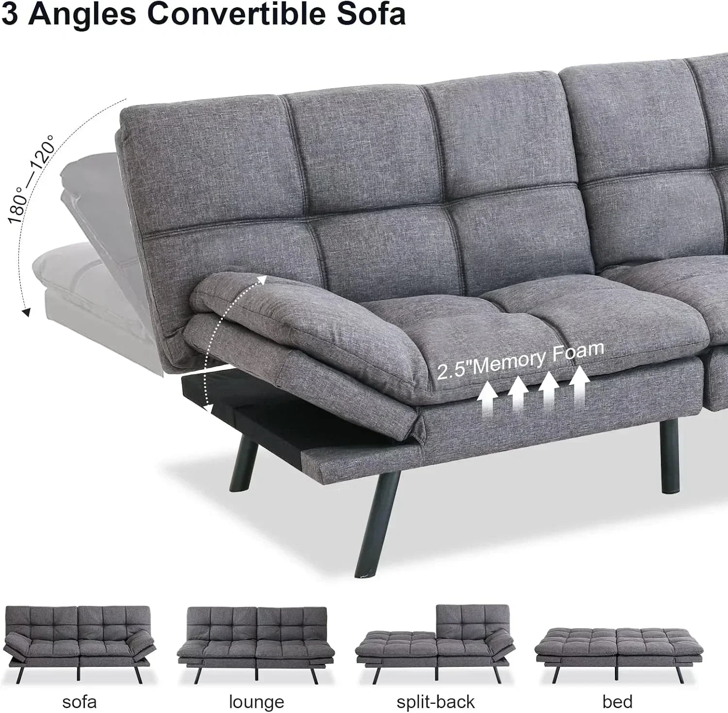 Futon Sofa Bed Memory Foam Sofa Bed Couch