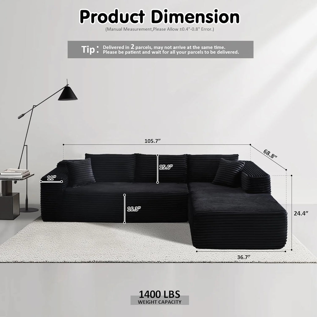 Ovios 104 Cloud Section Sofa L-shaped lounge chair, modern modular sofa