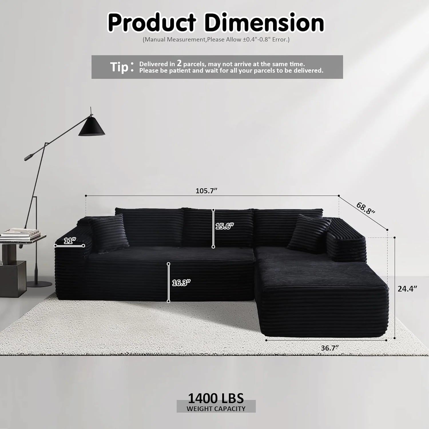 Ovios 104 Cloud Section Sofa L-shaped lounge chair, modern modular sofa