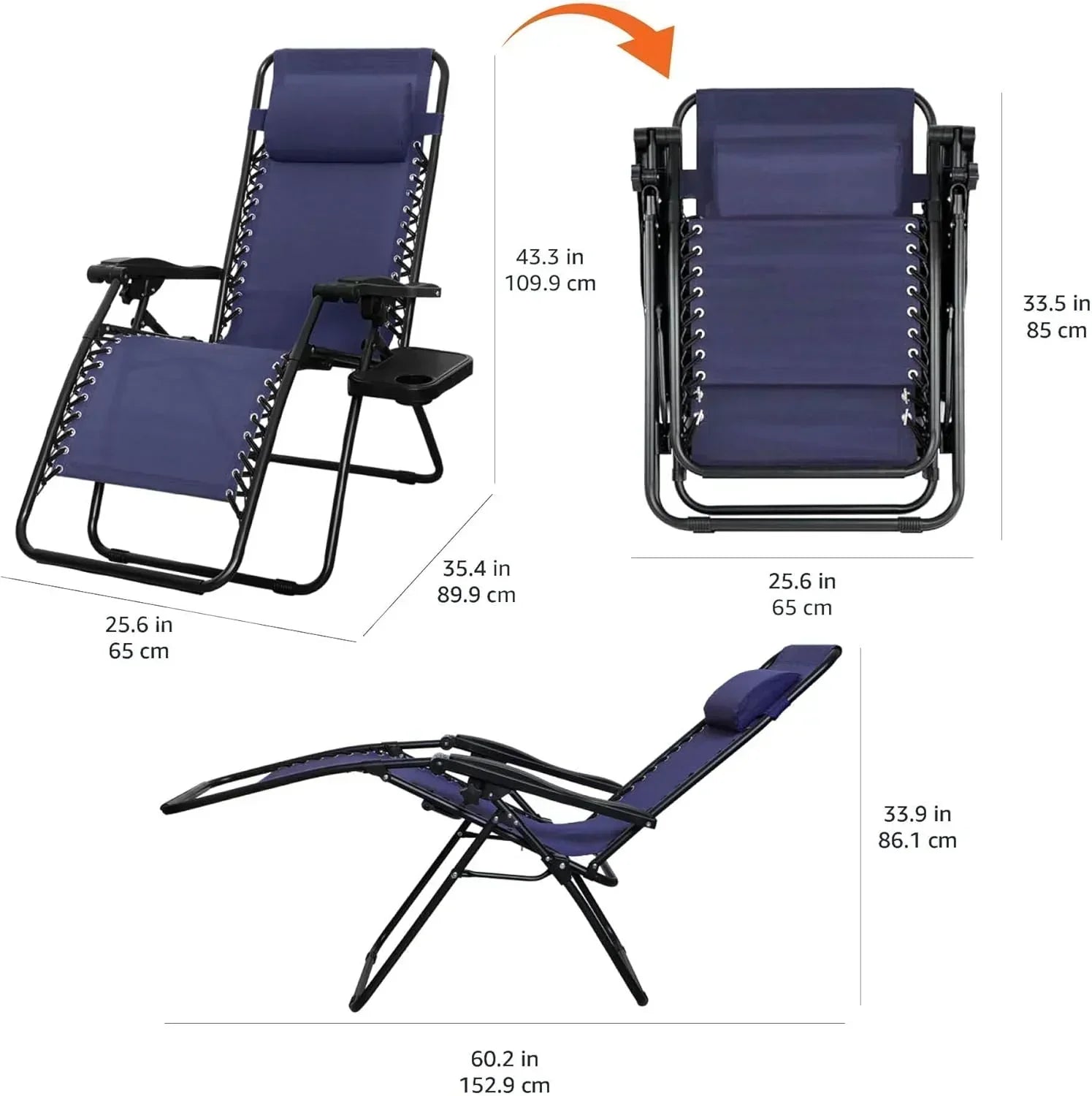 Amazon Basics Outdoor Patio Mesh Adjustable Zero Gravity Lounge Chair Recliners set of 2