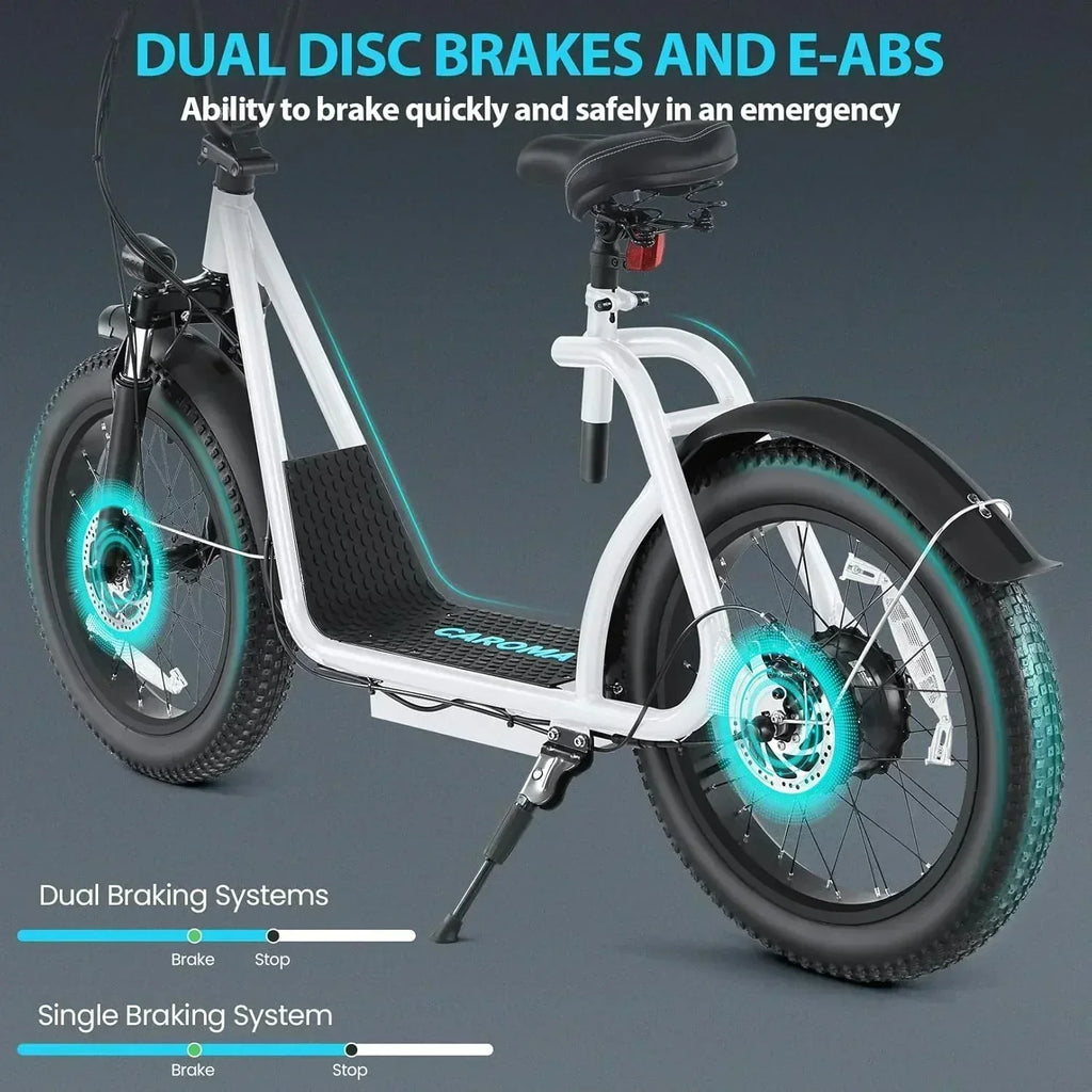 Caroma Peak 800W Foldable Adult Electric Scooter with 20-inch Wide Tires 48V Battery Basket