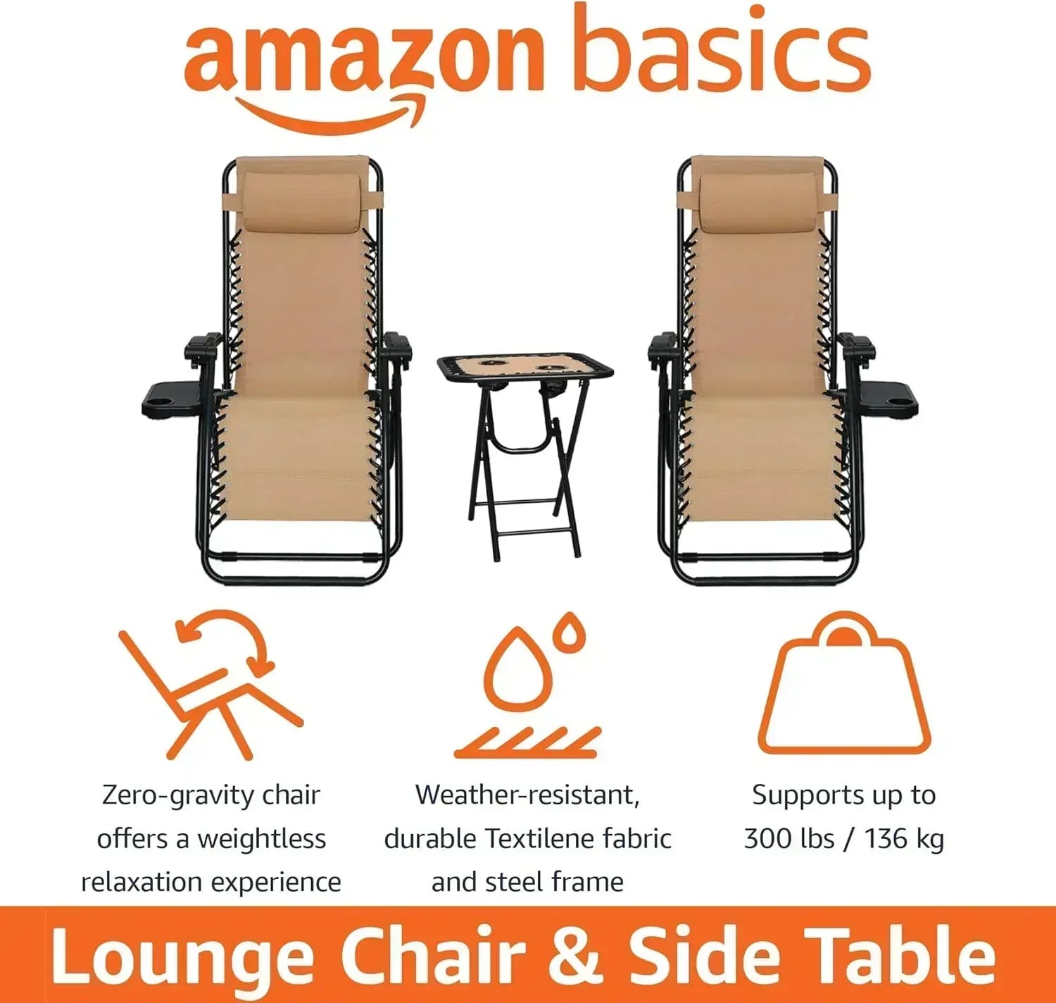 Amazon Basics Outdoor Patio Mesh Adjustable Zero Gravity Lounge Chair Recliners set of 2