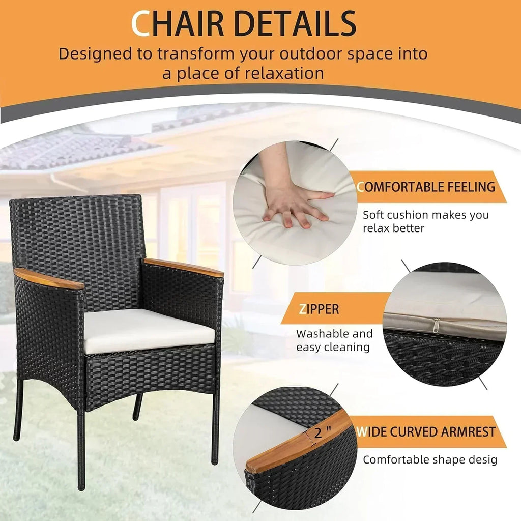 Shintenchi 4-Piece Patio Furniture Set Outdoor Wicker Patio Conversation Furniture Set with Cushions