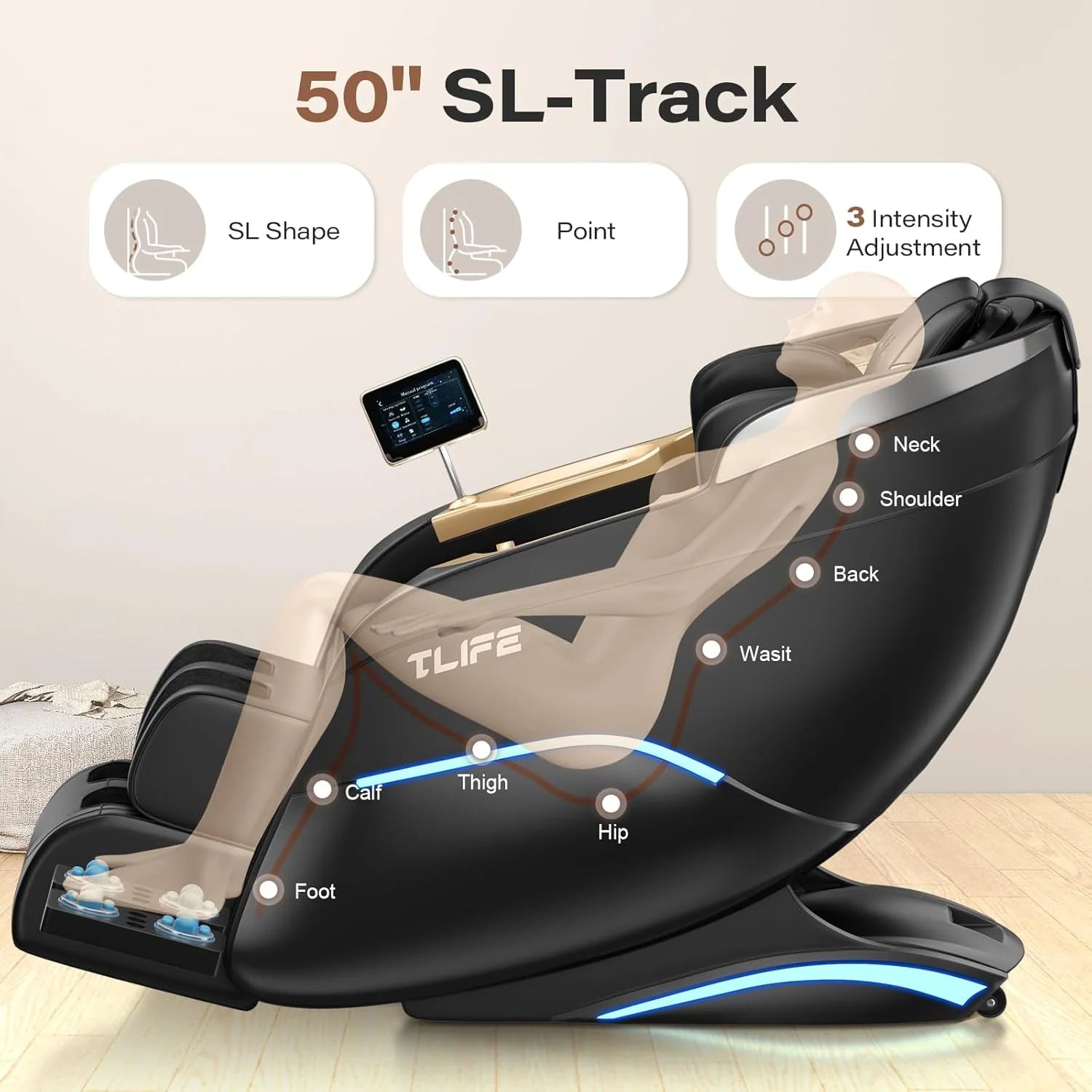 Full Body Massage Chair, 160° Zero Gravity Recliner with Body Scan, 50 SL Track Shiatsu Massage Chair, Spot Massage, Foot Roller