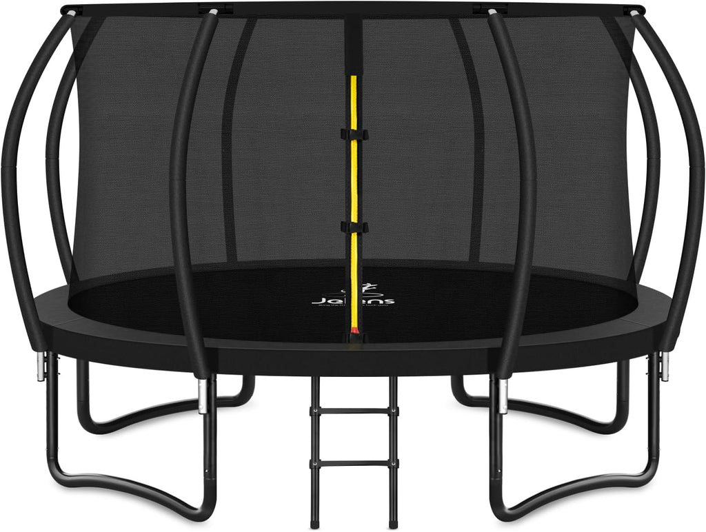 Trampoline 8FT 10FT 12FT 14FT 16FT, Recreational Trampolines with Enclosure Net and Ladder, Outdoor Anti-Rust Trampolines for Kids and Adults, ASTM Approved