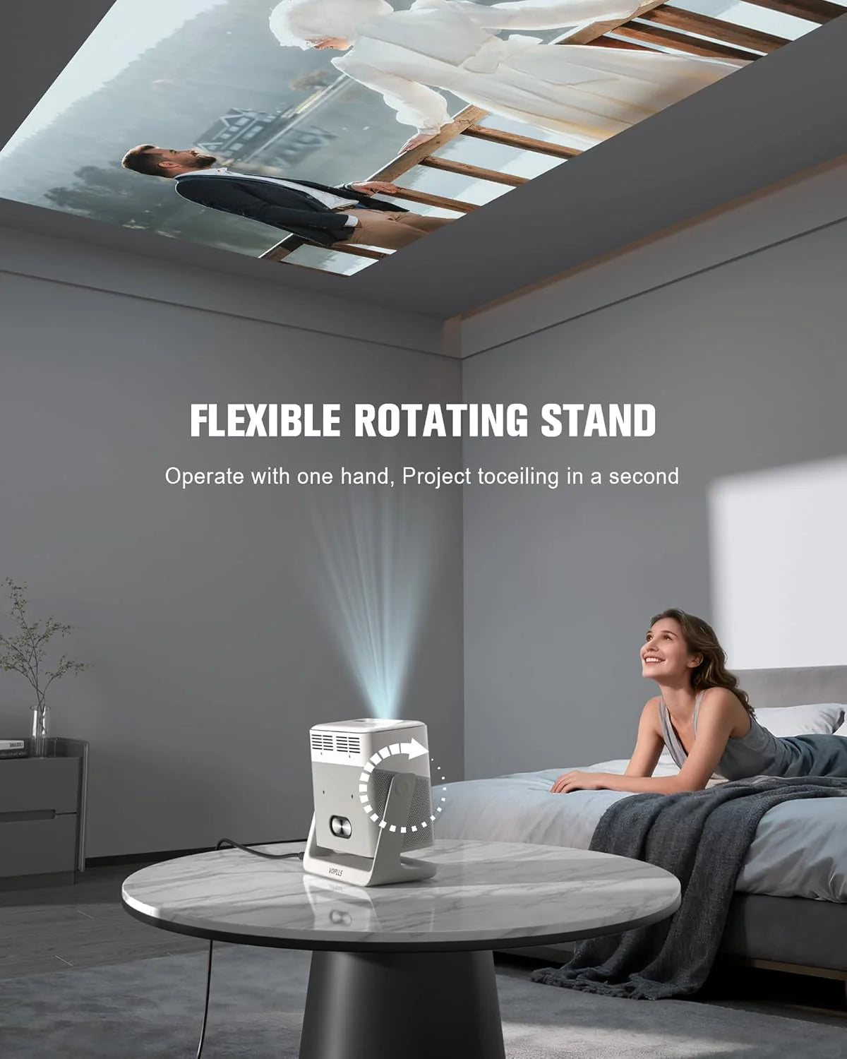Smart Projector with WiFi and Bluetooth, VOPLLS Outdoor Projectors with Dolby/Auto Focus