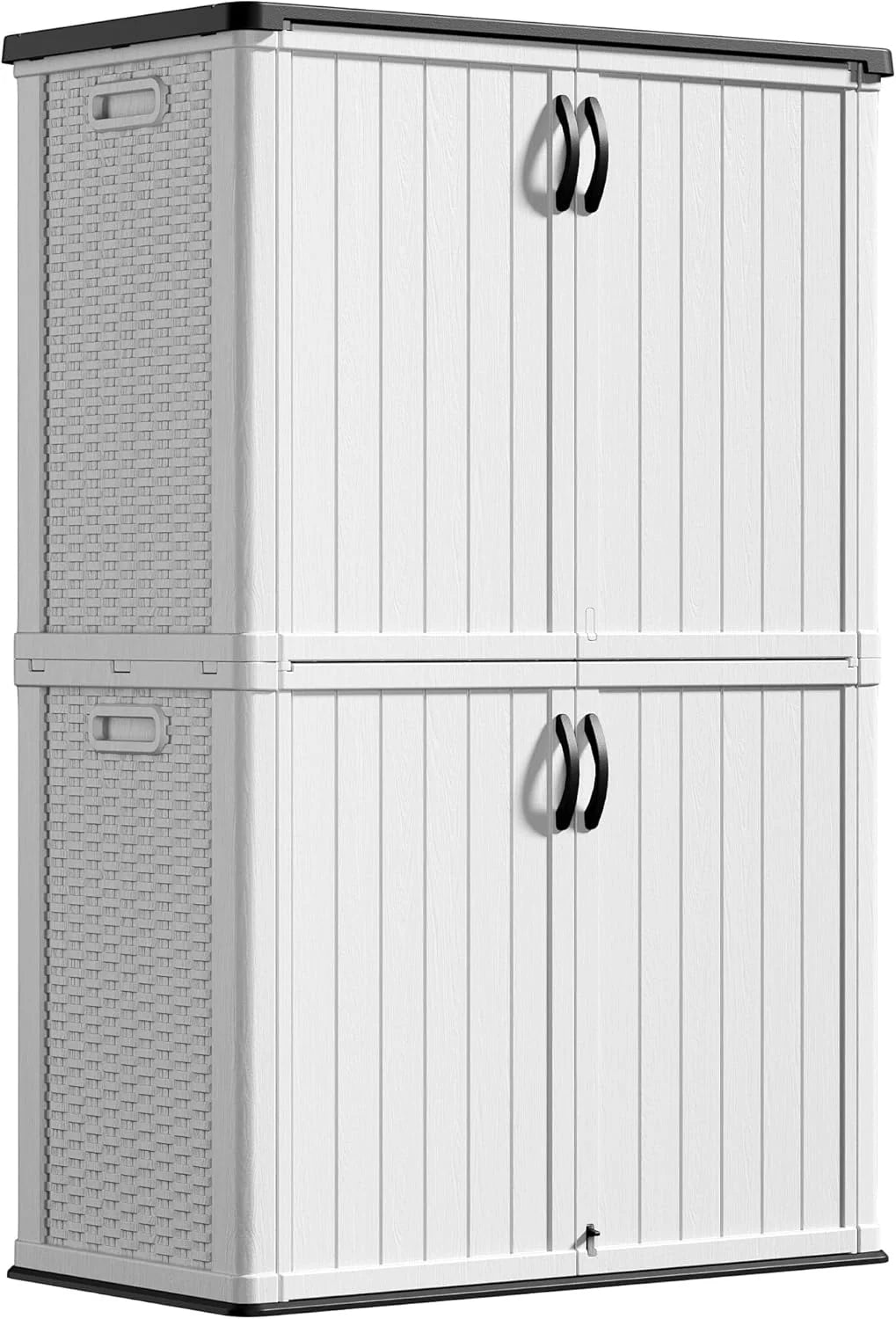 Greesum Outdoor Horizontal Storage Shed 27 Cu.ft Resin Large Storage Box for Garden Patio