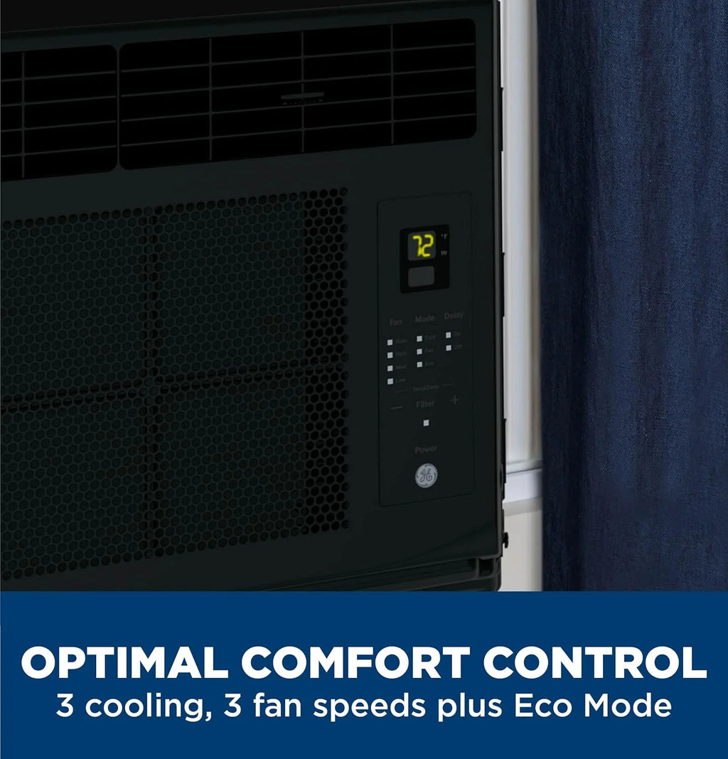GE Window Air Conditioner Unit, 6,000 BTU for Small Rooms up to 250 sq ft. with Adjustable Fan and Cooling Settings, Perfect for Small Bedroom or Living Room, Easy Install Kit Included, White