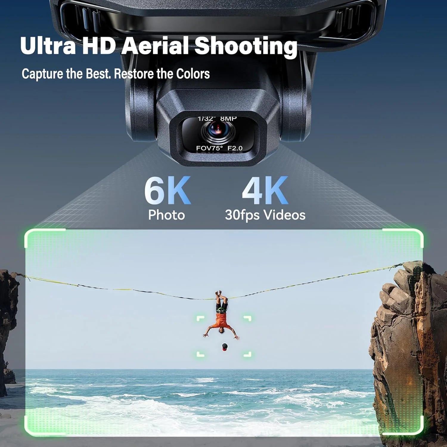 Adult-specific camera drone with 4K UHD aerial photography, 3-axis gimbal, 10,000-foot control, 3 batteries for 75 minutes of flight time, and GPS tracking