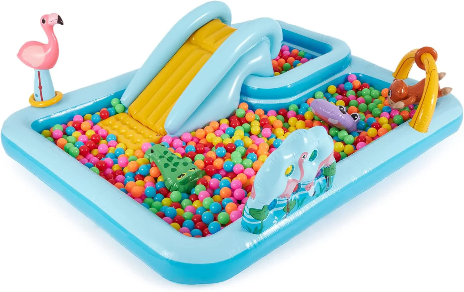 Intex 96 x 78 x 28 Inflatable Jungle Adventure Play Center Spray Kiddie Pool - Backyard Kids Water Slide, Outdoor Blow-Up Splash Pad for Toddlers