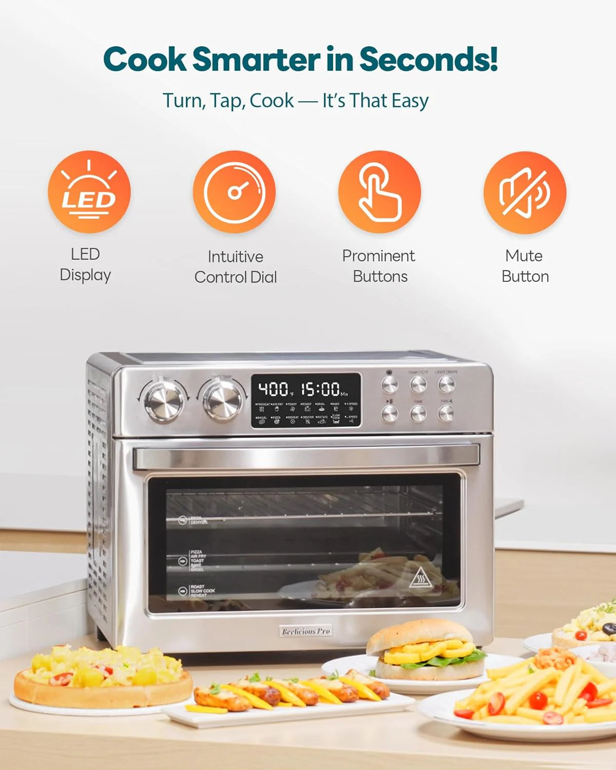 28QT Air Fryer Toaster Oven Combo, Large 12-in-1 Convection Countertop Oven with 3-Layer Cooking, Rotisserie for Chicken, 6 Heating Tubes, Fast Preheat, Fits 11 Pizza, Full Accessories, Sparkle Black