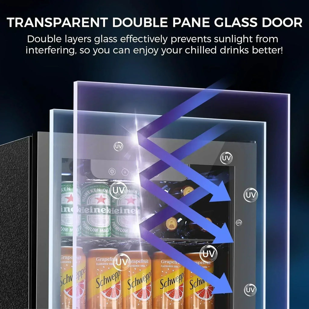 Mini Fridge 130 Can Beverage Refrigerator Cooler Drink Fridge Adjustable Temperature Control