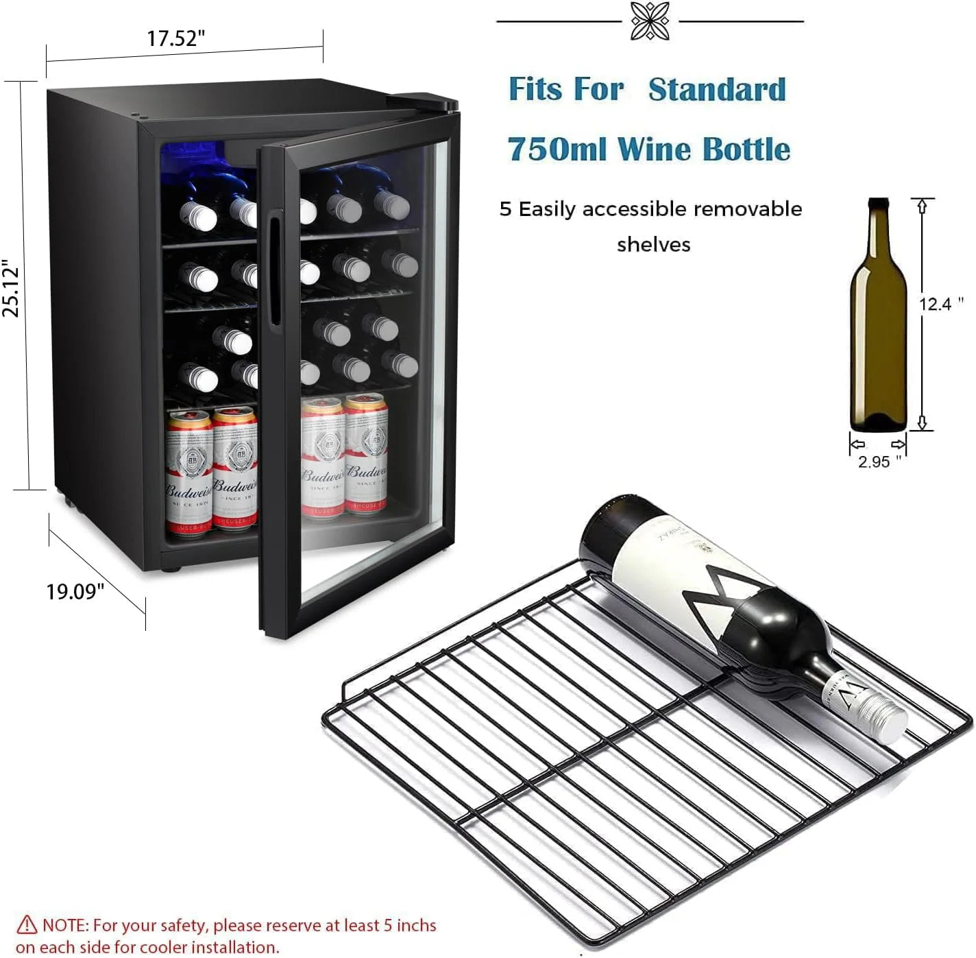 Antarctic Star 26 Bottle 130 Can Wine Cooler Cabinet Beverage Refrigerator Mini Wine Cellar