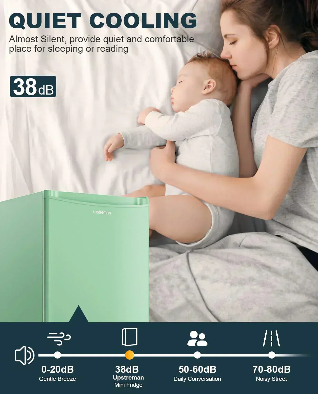 Upstreman 3.2 Cu.Ft Mini Fridge Freezer Single Door Fridge Dorm Fridge Adjustable Thermostat