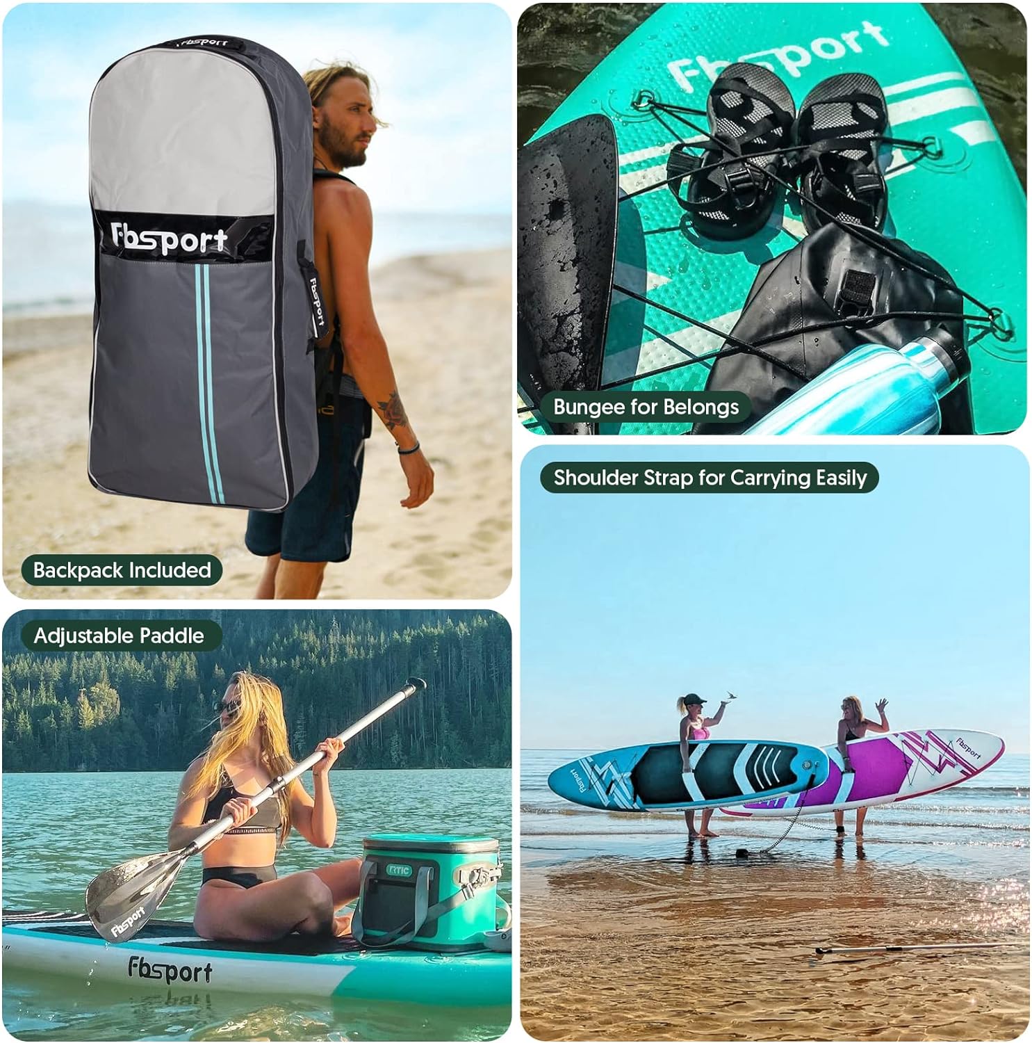 FBSPORT 11' Premium Stand Up Paddle Board Yoga Board with Durable SUP Accessories Carry Bag