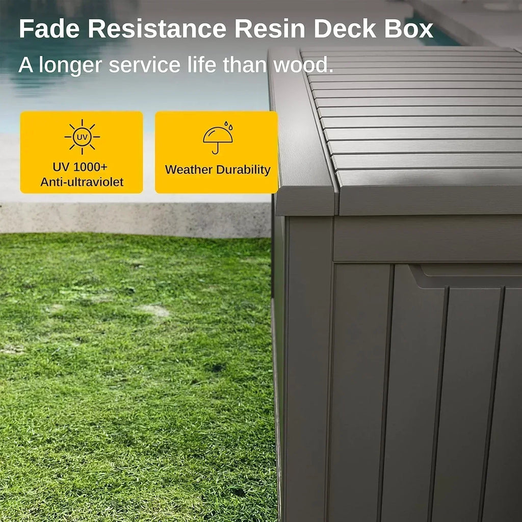 EAST OAK Outdoor Storage Box 60 Gallon Deck Box Indoor and Outdoor Use Waterproof Resin Storage