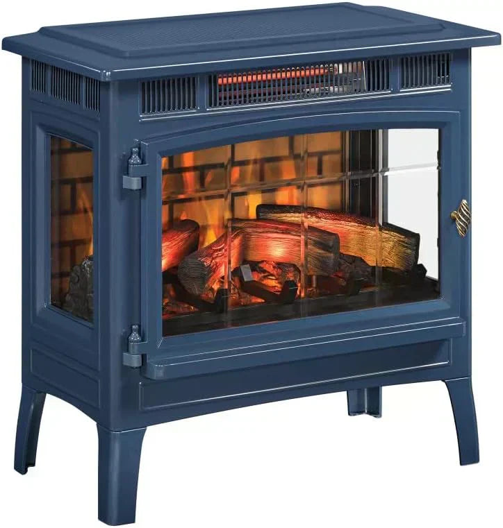 Freestanding Electric Fireplace Stove Heater with 3D Flame Effect for 1000 Sq. Ft